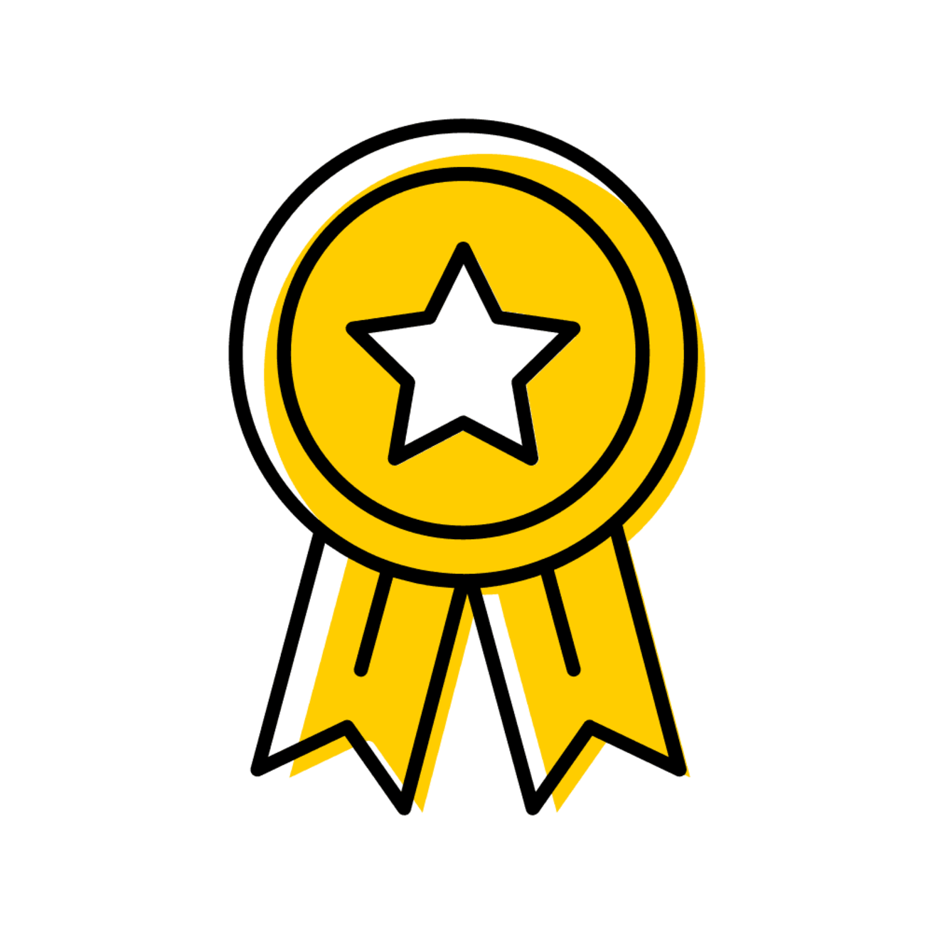 Yellow-coloered ribbon icon with star