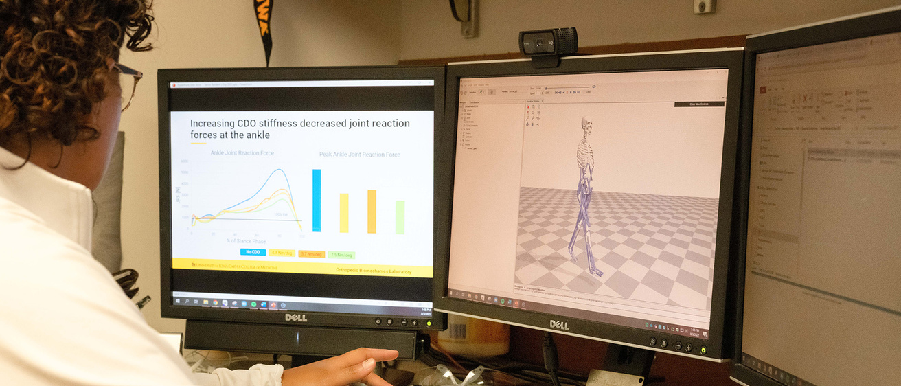 a PhD student working at a computer