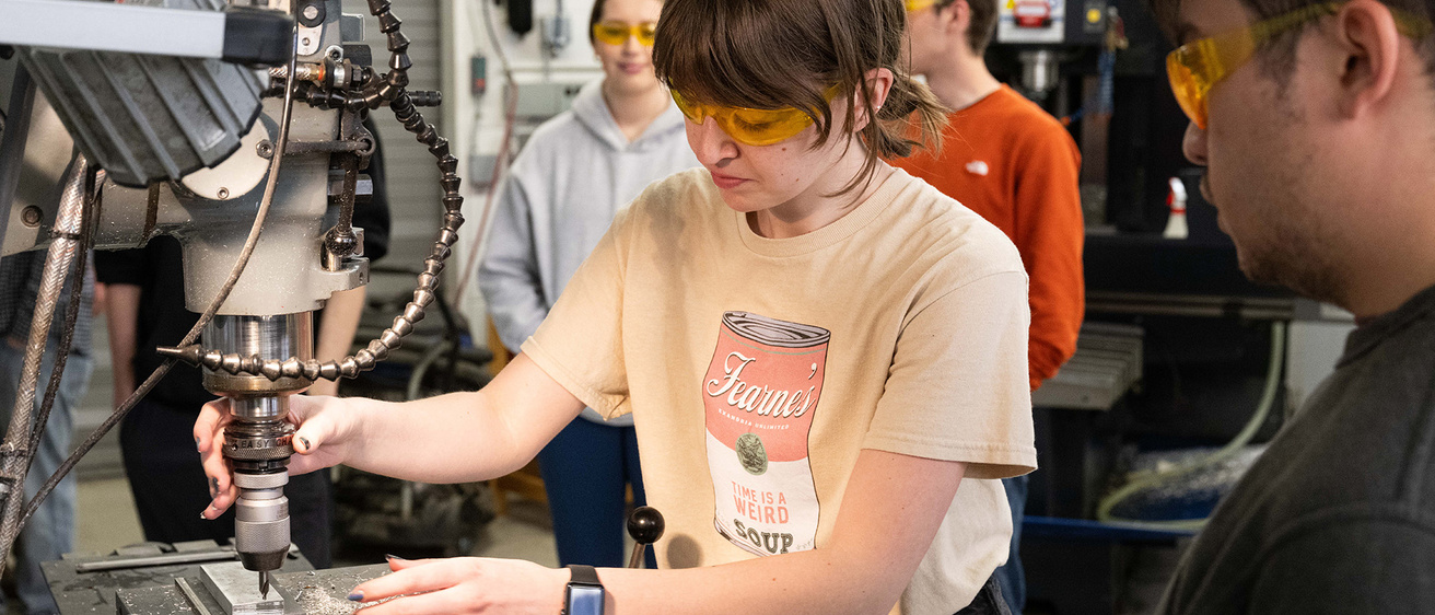 students working in a device design course