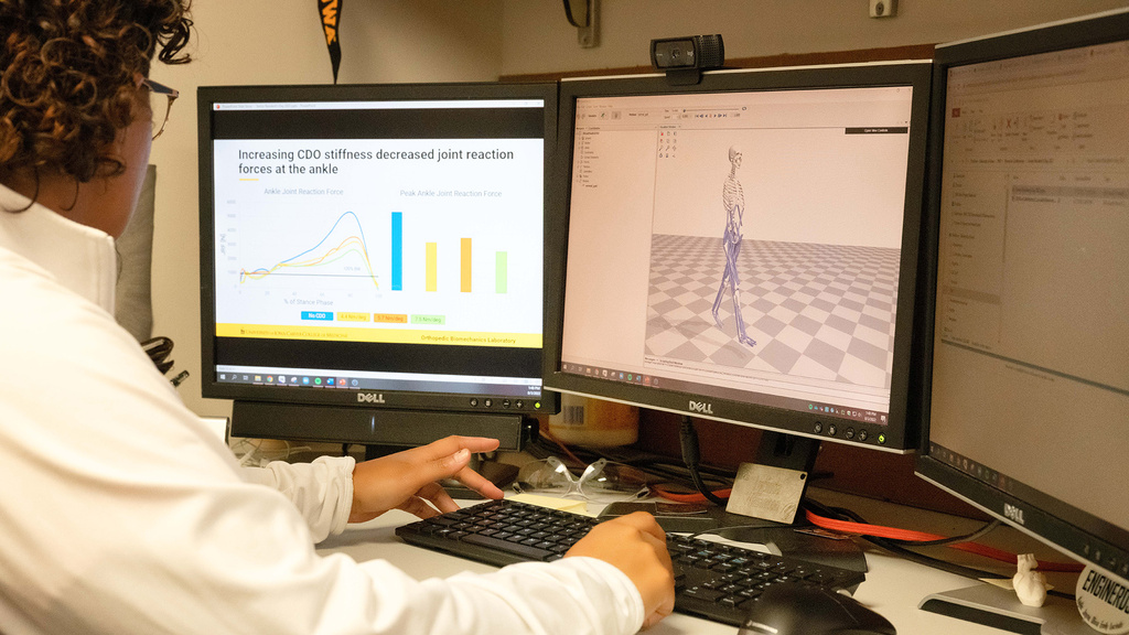 a PhD student working at a computer