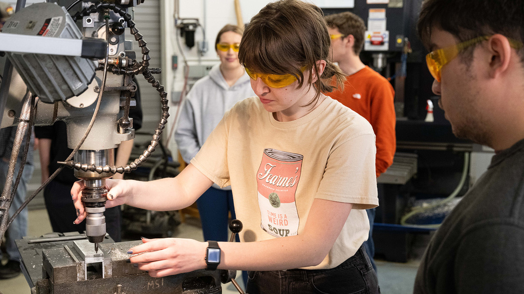 students working in a device design course
